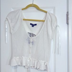 Betsy Johnson Cute White Sweater with ribbon detail NEW with tags!